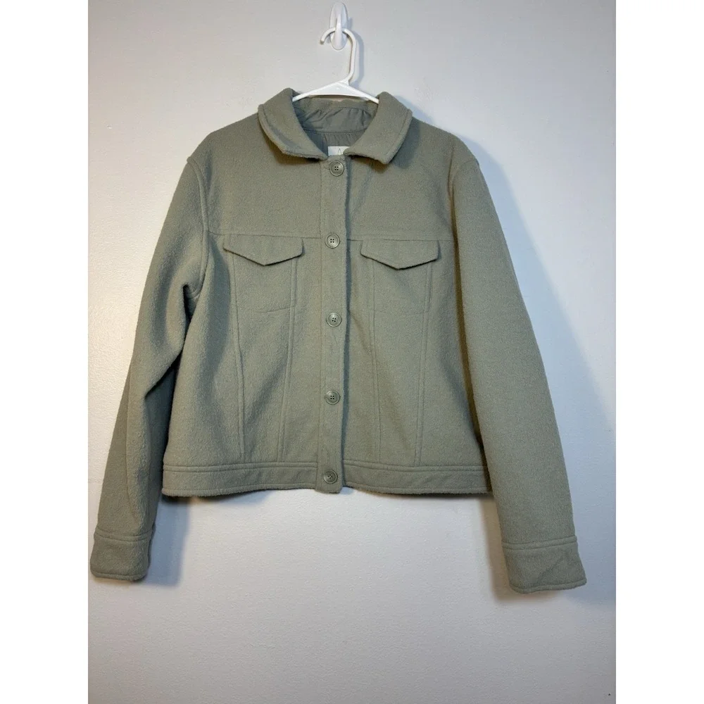 Joie Sz Xl Sage green jacket shacket Button Front Preppy Casual minimalist